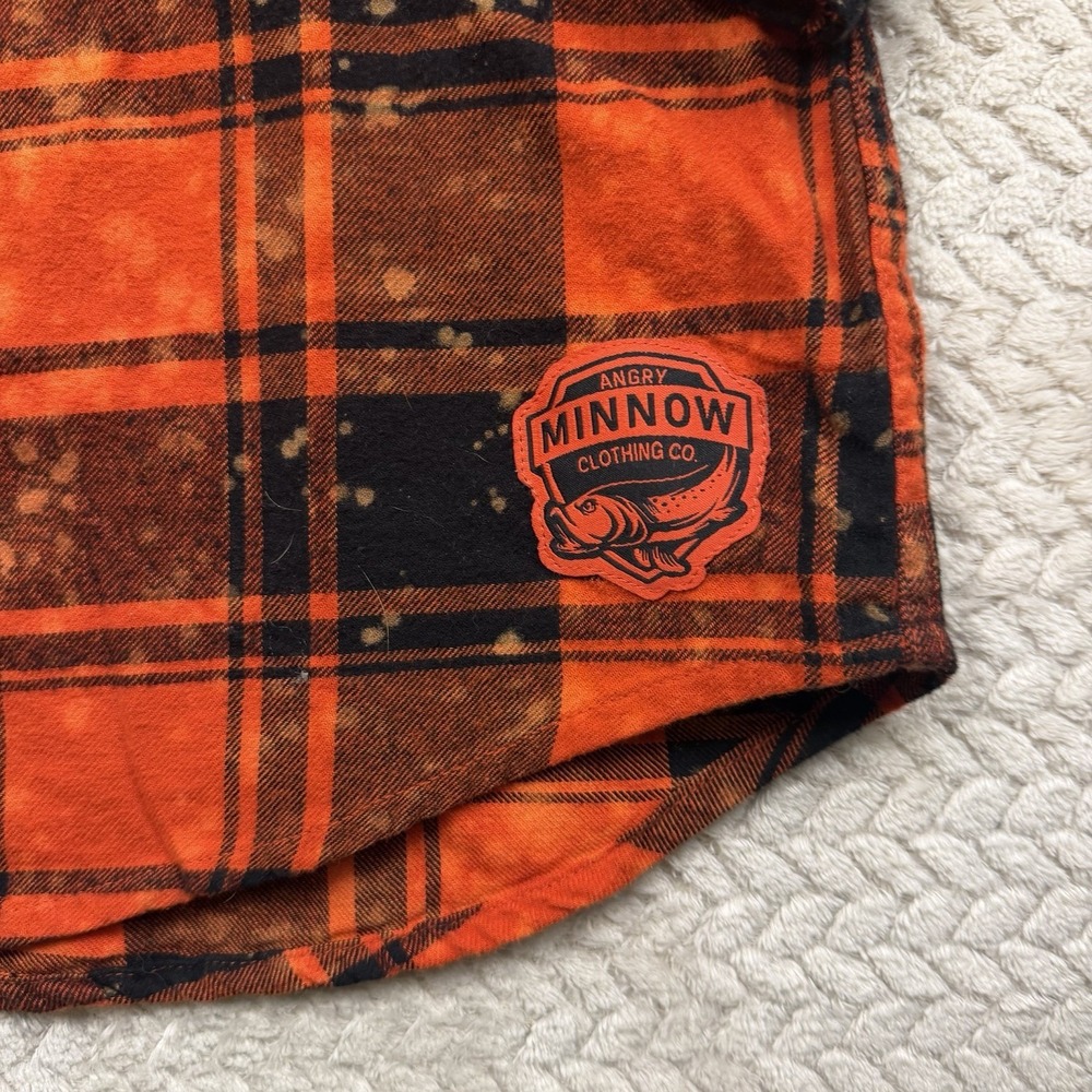 Angry Minnow Clothing Adult XXXL Long Sleeve Flannel Shirt Orange Up north cabin - Picture 7 of 9